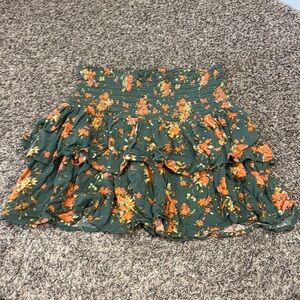 Aerie Orange Bubble Mini Skirt with Ruffled Tiers
